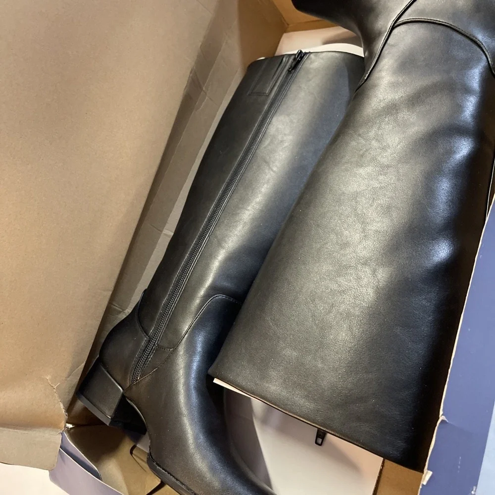 Universal Thread Womens‎ Black Square Toe Knee High Tall Dress RHI Boots Size 7